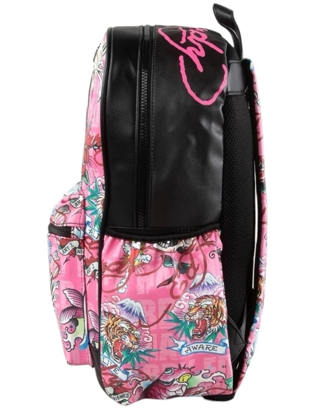Ed Hardy Large Pink Tattoo Heart & Skull Backpack